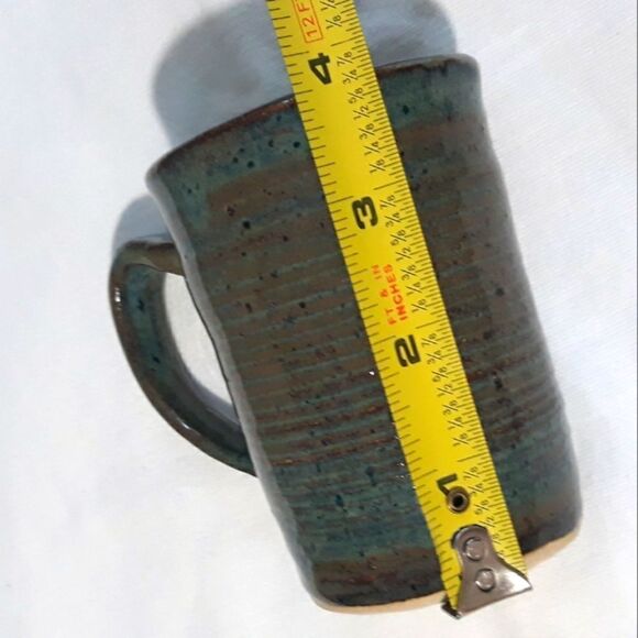 Vintage Handmade Small Pottery Coffee/Tea Mug Green/Brown - Picture 8 of 9